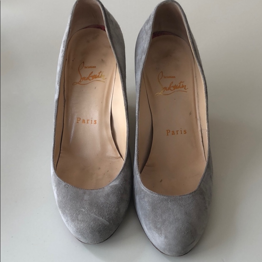Christian Louboutin grey suede wedges